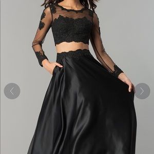 Black two piece prom dress